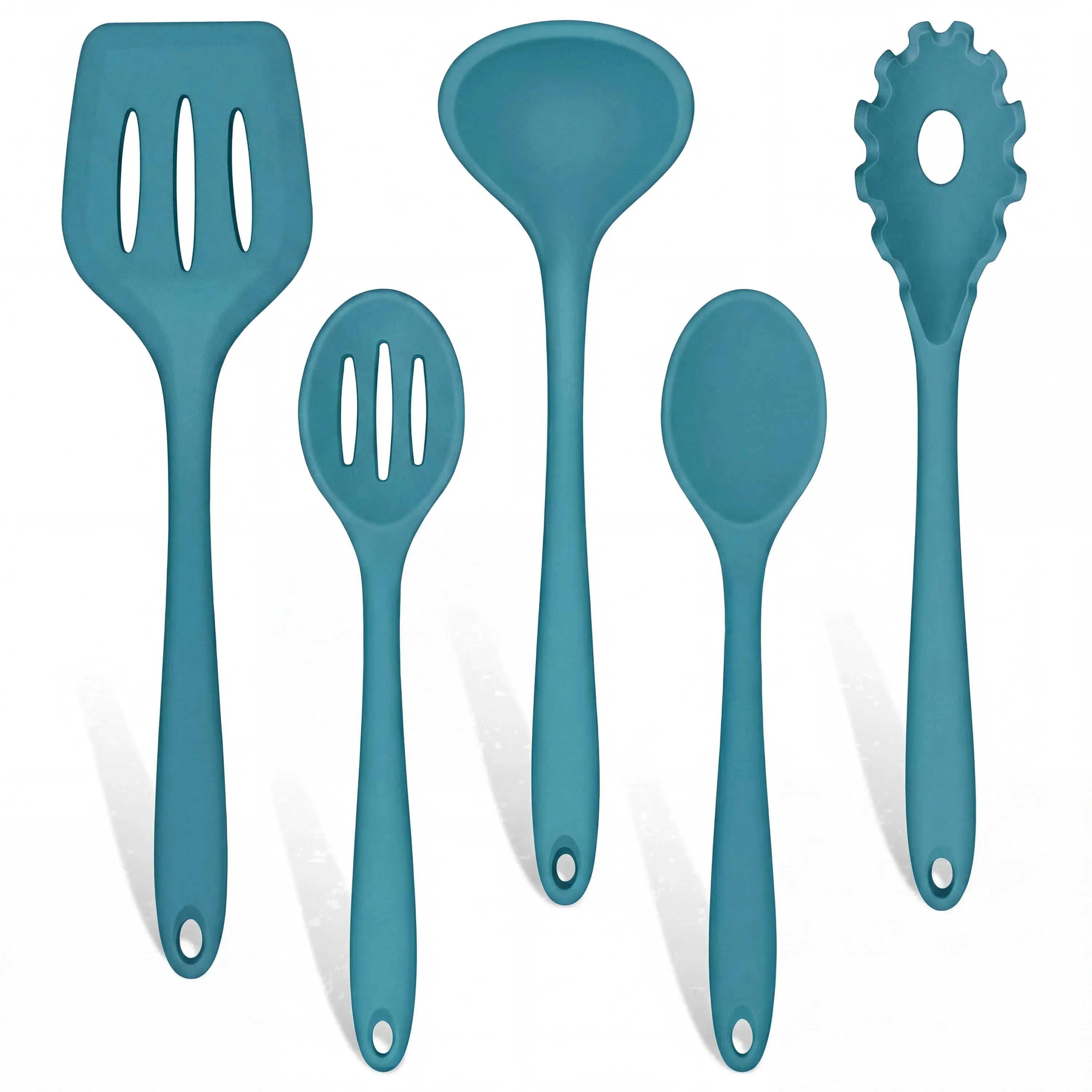 5-Piece Silicone Cooking Utensil Set, Blue (4-Pack)